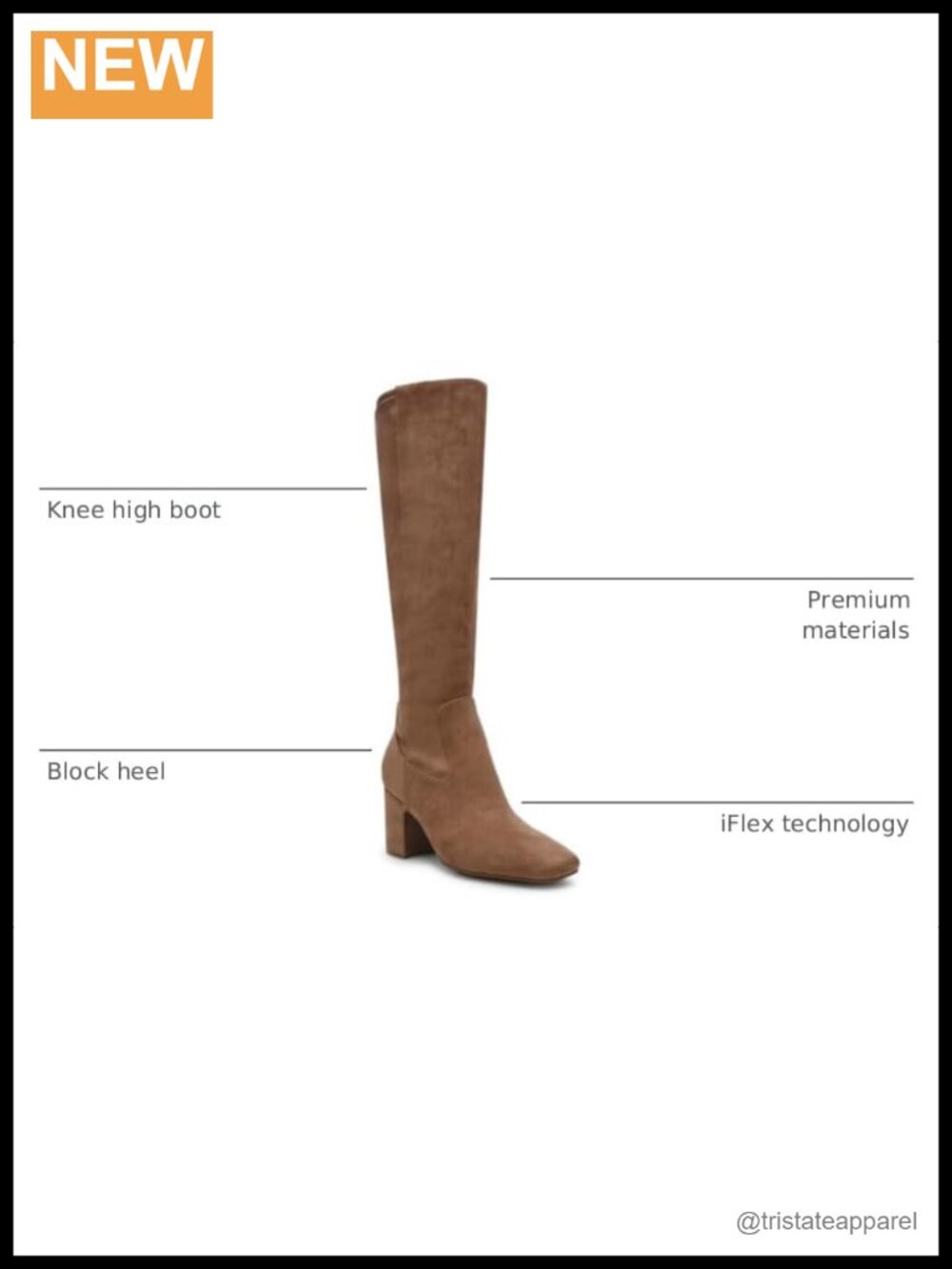 Knee High Boots: Faux Suede Block Heel, Zip - Picture 2 of 6